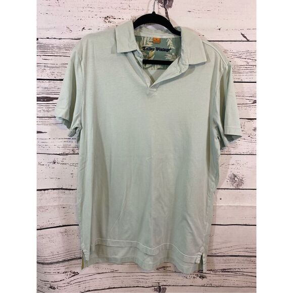 Tailor Vintage Cotton Pale Green Polo Size Medium - Picture 1 of 3